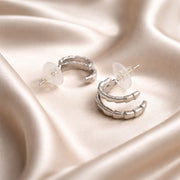 Silver Block Luxe Hoop Earrings