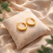 Beaded Ripple Textured Hoop Earrings