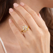 Crystal Bloom Adjustable Ring
