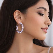 Amethyst Petal Hoop Earrings