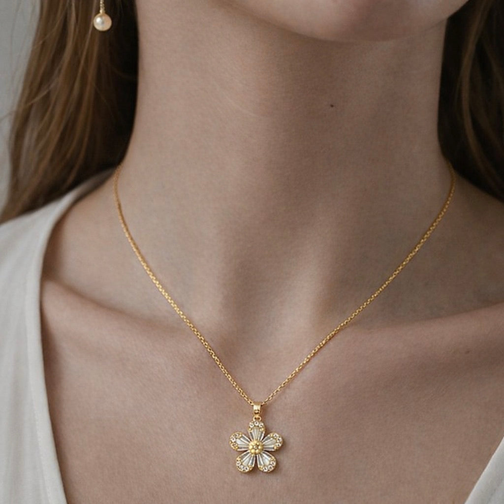 Crystal Petal Flower chain with pendant