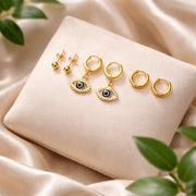 Golden Evil Eye Ear set Earrings