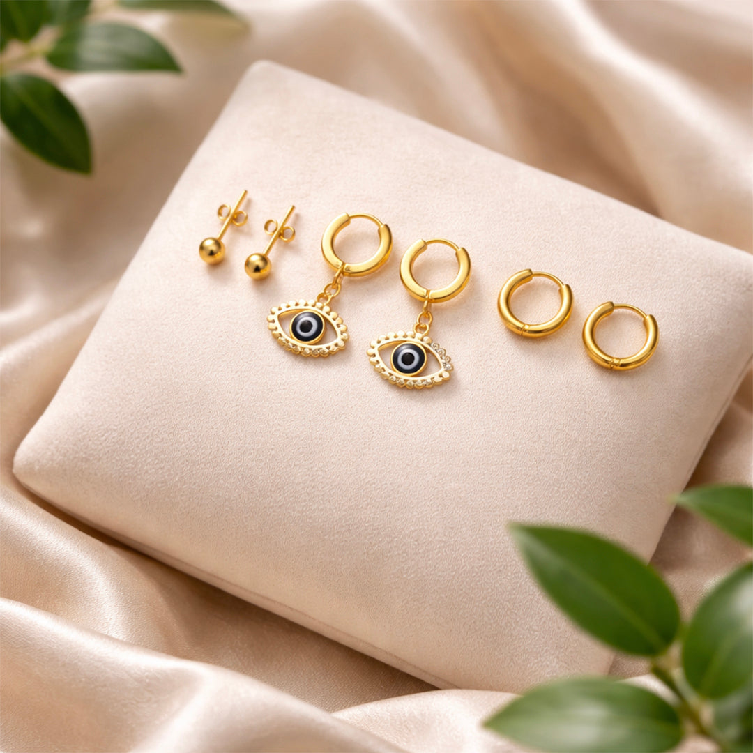 Golden Evil Eye Ear set Earrings