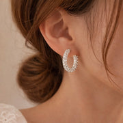 Crystal Cascade C-Hoop Earrings