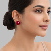 Crimson Pearl Stud Earrings