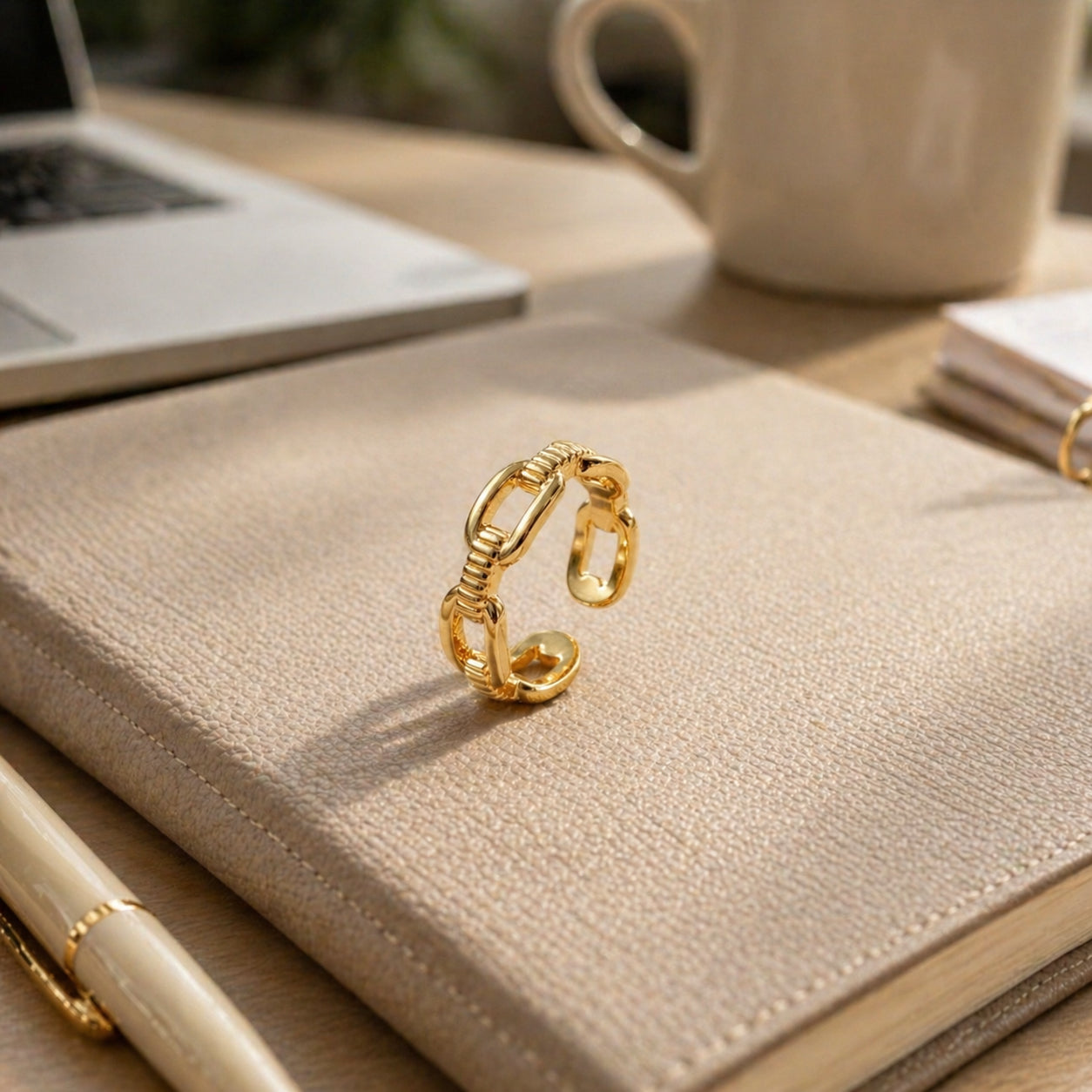 Hammered Gold Finish Ring