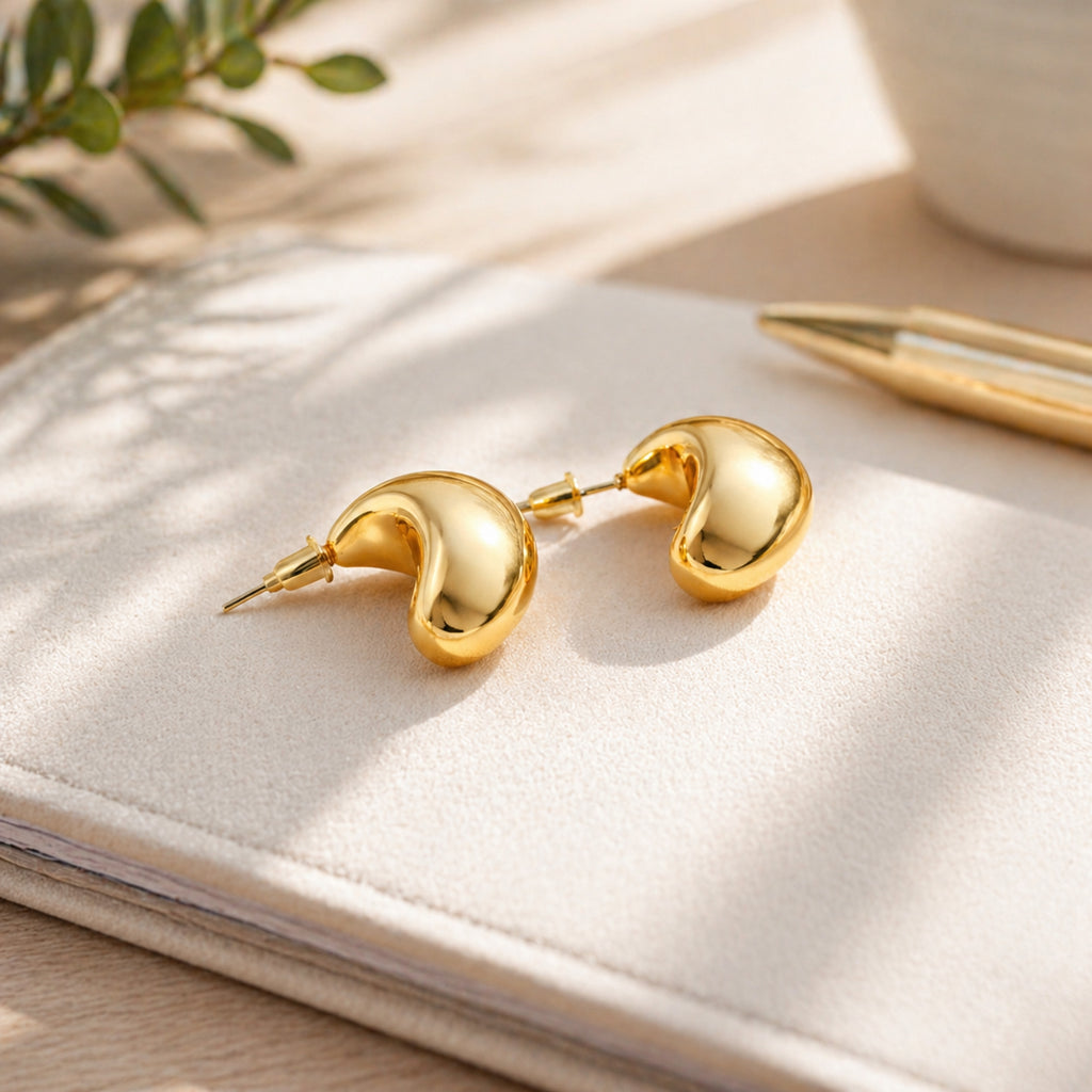 Golden Dome Stud Earrings