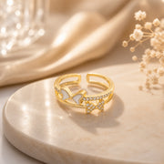 Golden Butterfly with Heart Adjustable Ring