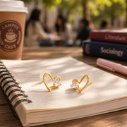 Crystal Embrace Open Heart Stud Earrings