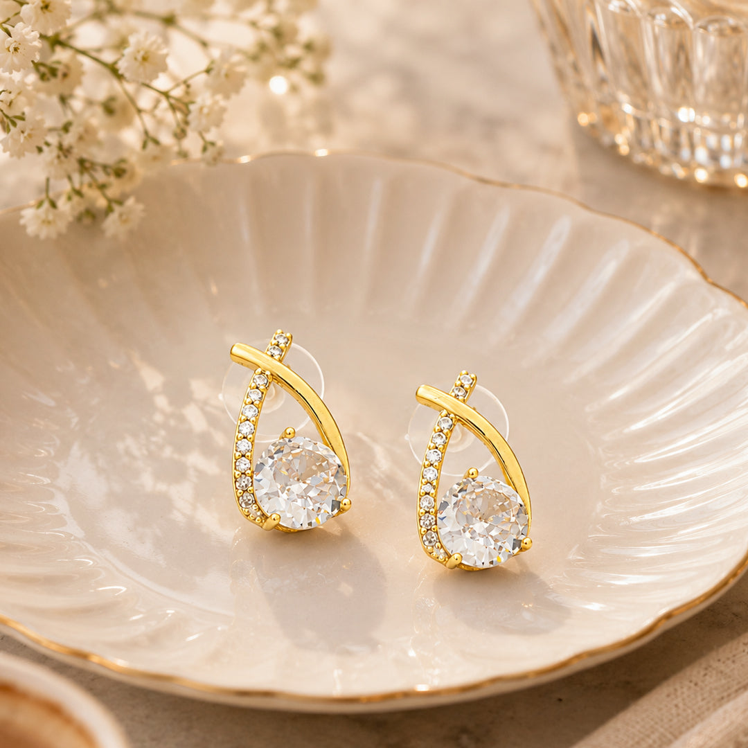 Glimmer Cross Bling Minimal Earrings