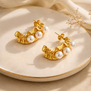 Pearl Loop Wave Earrings