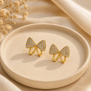 Crystal Bow Charm Stud Earrings