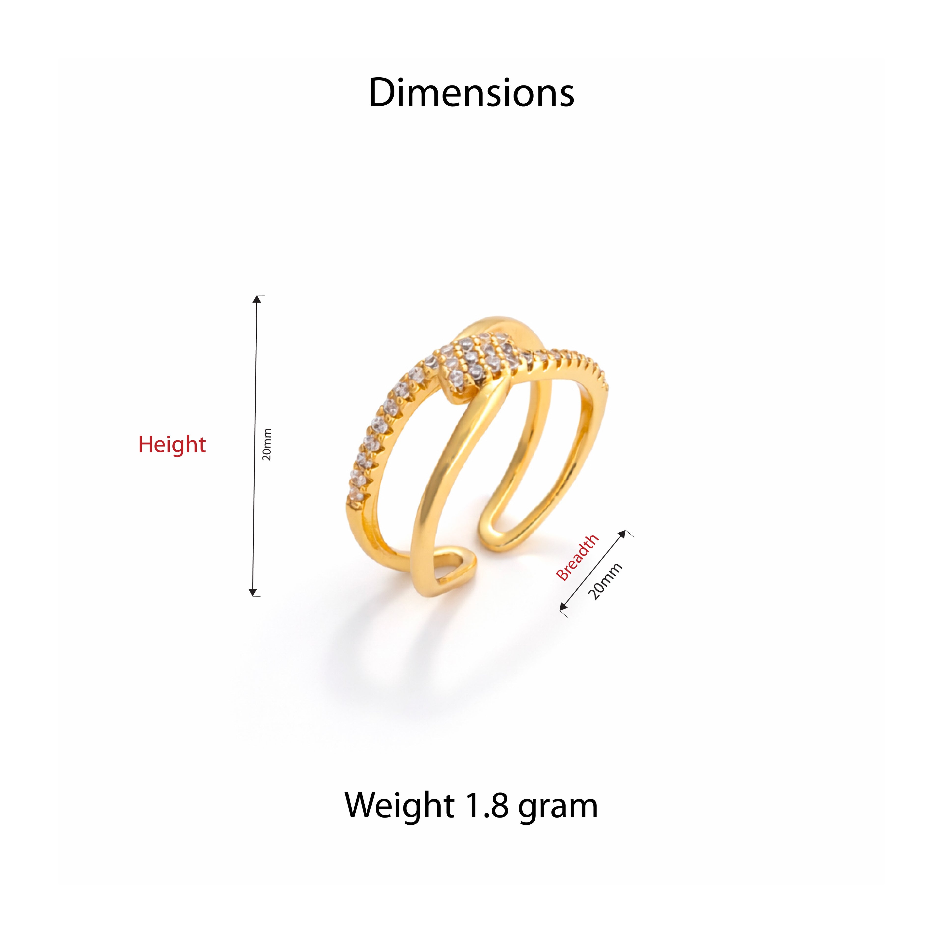 Intertwined Spark Adjustable Ring