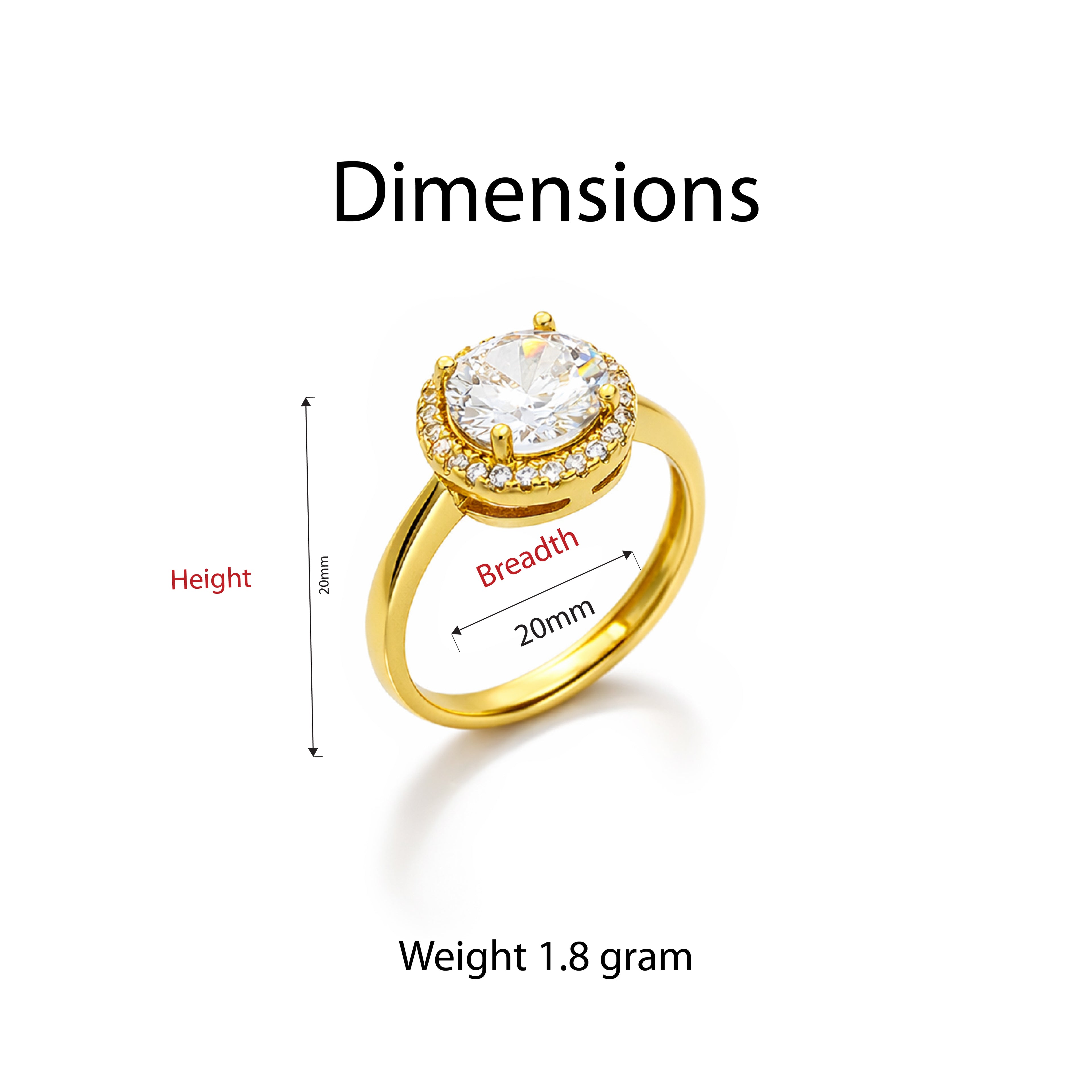 Regal Halo Crystal Adjustable Ring