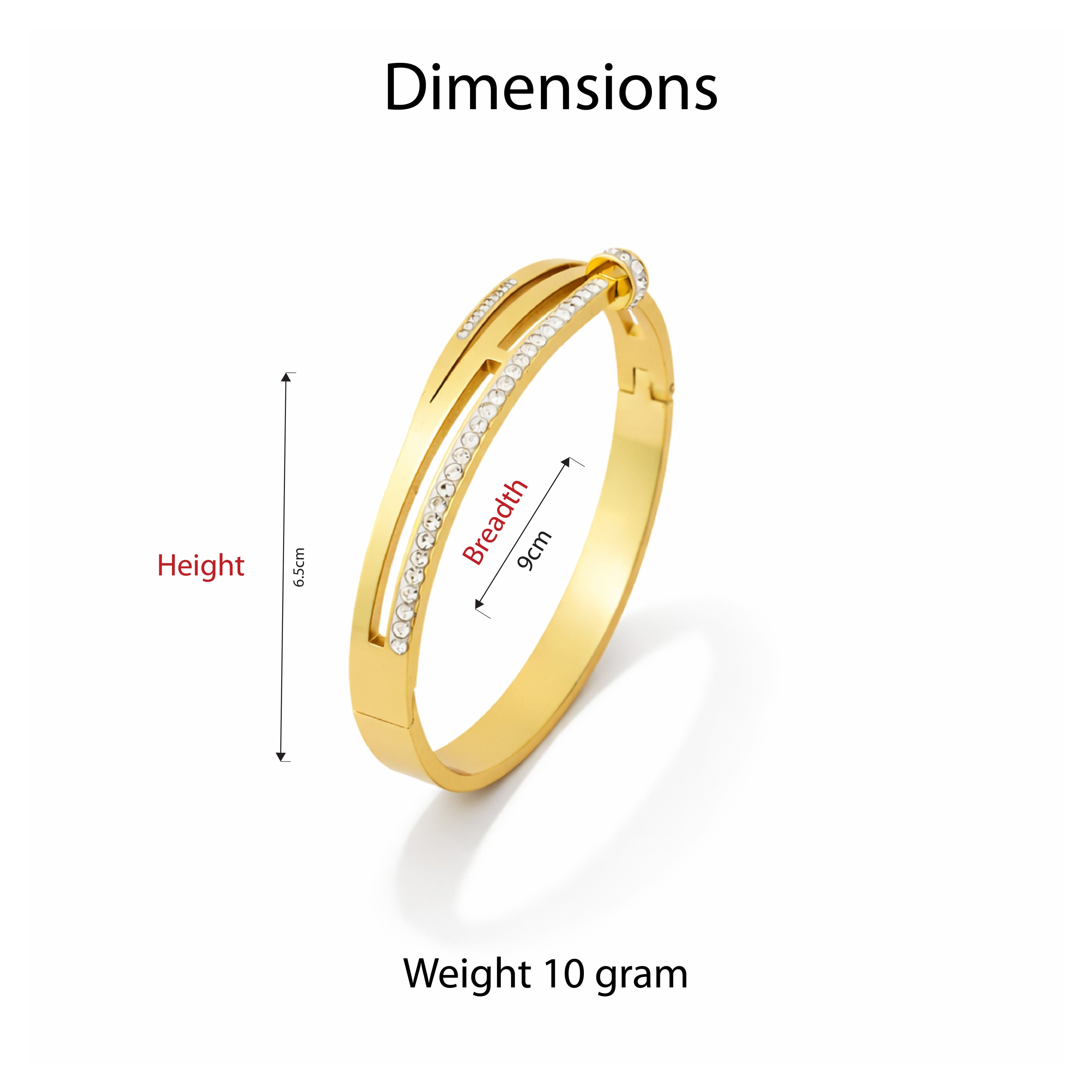 IRA Sleek Sparkle Bangle for Women | 18K Gold Plated Stainless Steel Waterproof Anti-Tarnish | Hypoallergenic Minimal Everyday Wear Jewellery