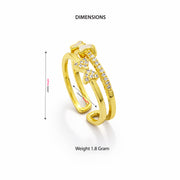 Golden Butterfly with Heart Adjustable Ring