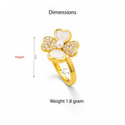 Sparkling Clover Heart Gold Ring