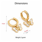 Golden Butterfly Drop Hoop Earrings