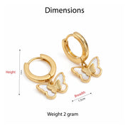 Golden Butterfly Drop Hoop Earrings